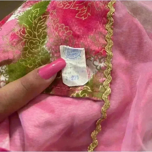 Hot Pink Rose Floral Mesh Vintage 70’s Apron - Picture 4 of 4